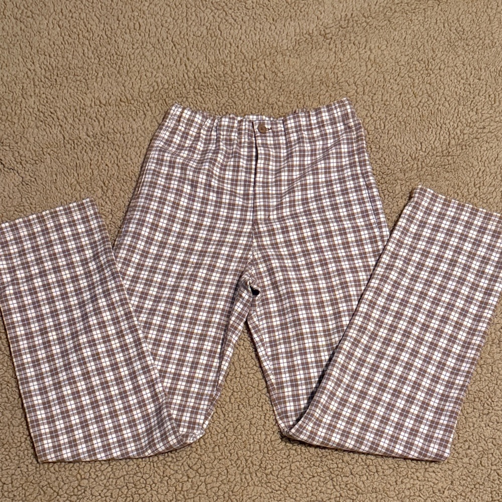 Brandy Melville Tan and White Plaid Pants
